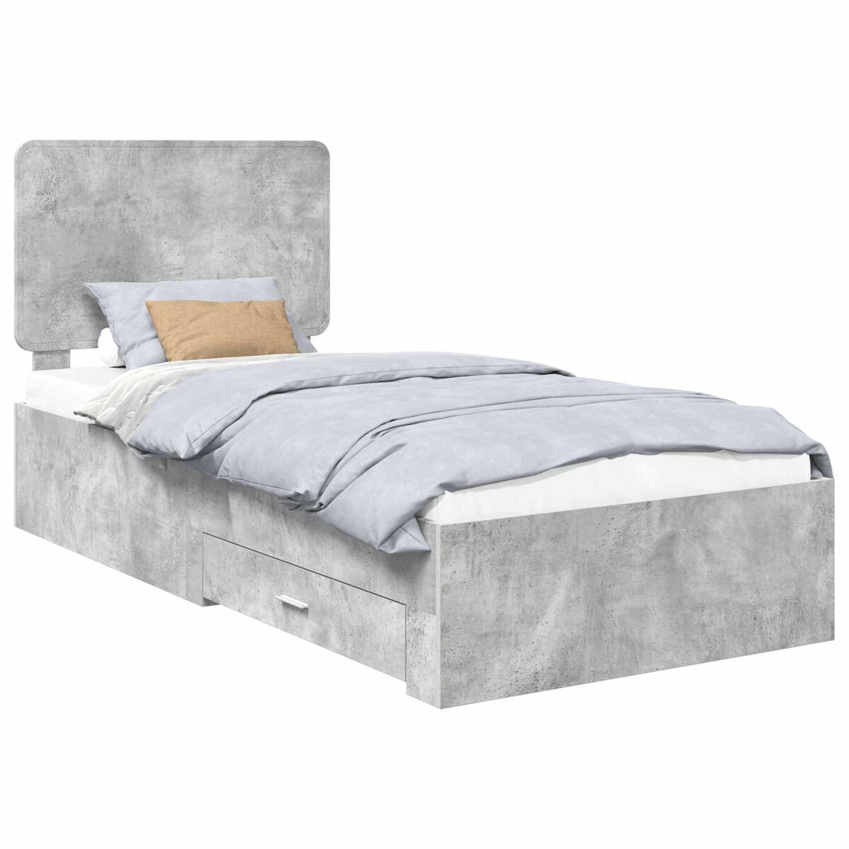Estrutura de cama de solteiro para adultos cinzento 70 x 190 cm madeira processada