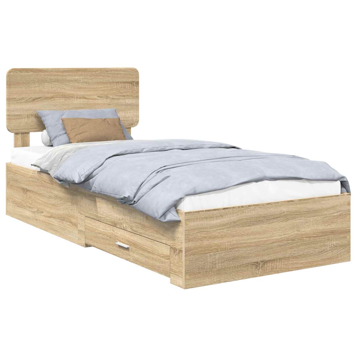Estrutura de cama de solteiro moderno com cabeceira - carvalho sonoma 90 x 200 cm