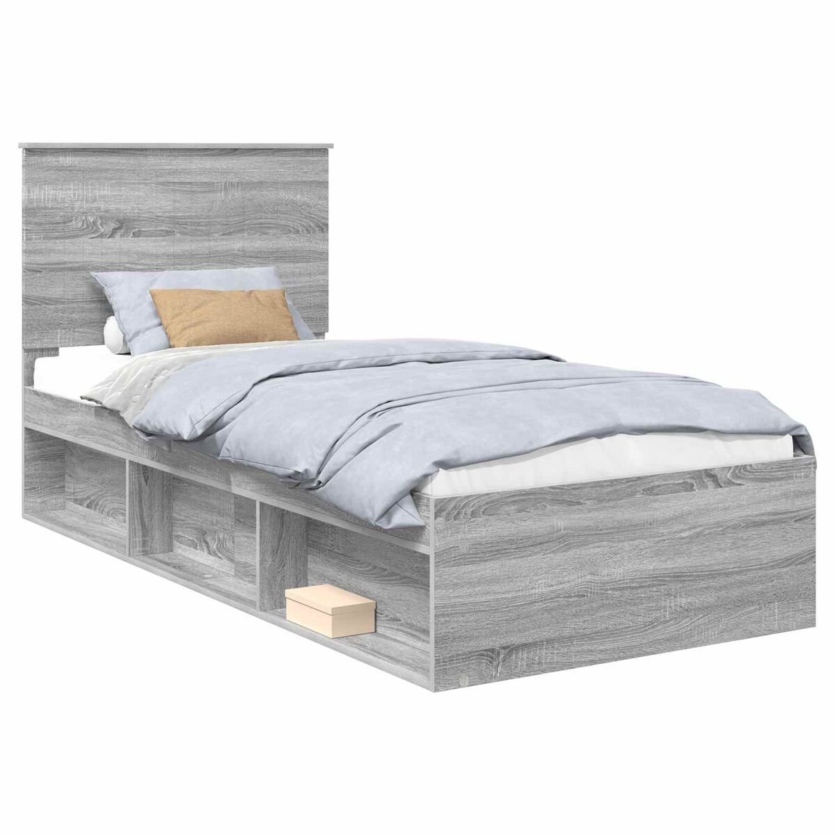 Estrutura de cama de solteiro com cabeceira - cinza sonoma 90 x 190 cm