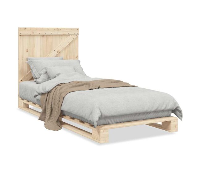 Estrutura de cama de solteiro para adultos com cabeceira 90x200 cm pinho maciço