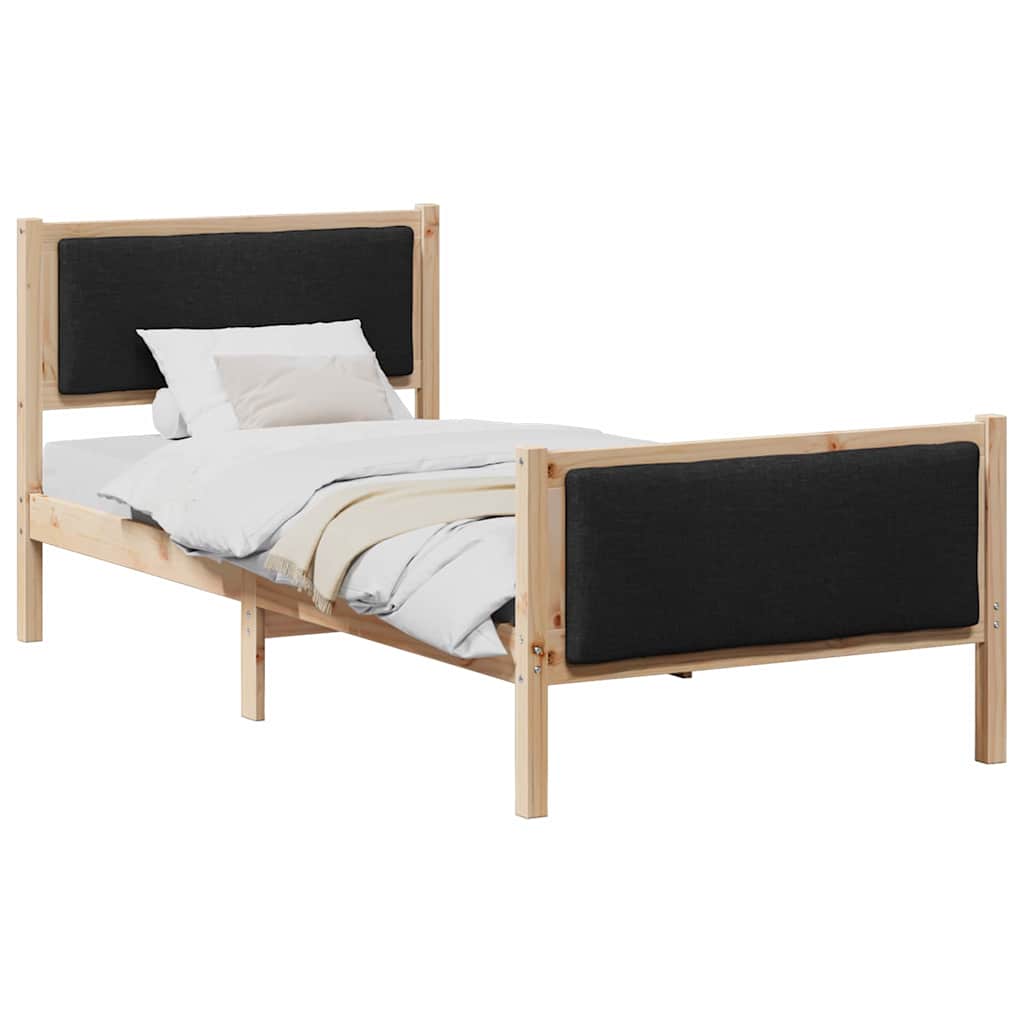 Estrutura de cama de solteiro para adultos com cabeceira - preto 100 x 200 cm tecido