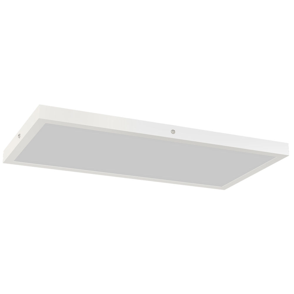 Homcom conjunto de 4 candeeiros de teto cor regulável plafons led com interruptor dip e de parede 3000k/4000k/6000k 2500 lm 24 w para sala de estar escritório 60x30x3,7 cm blanc