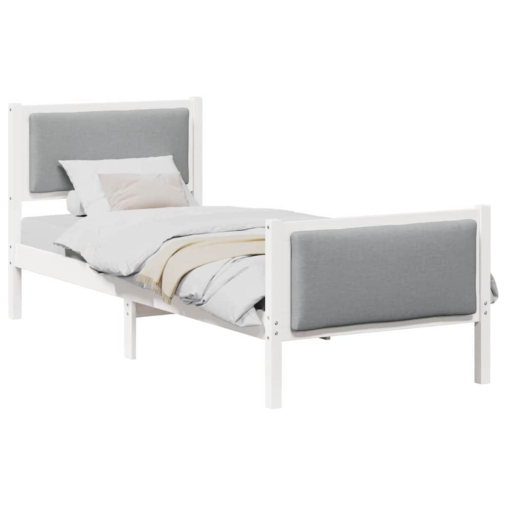 Estrutura de cama de solteiro moderno, cinzento-claro 75 x 190 cm tecido