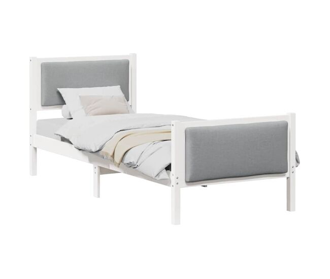 Estrutura de cama de solteiro moderno, cinzento-claro 75 x 190 cm tecido