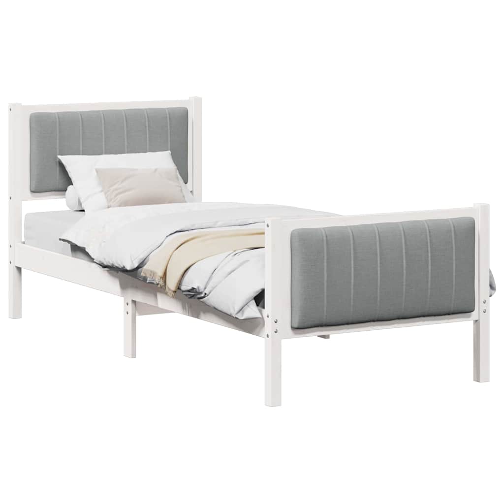 Estrutura de cama de solteiro para adultos branco e cinza claro 75 x 190 cm