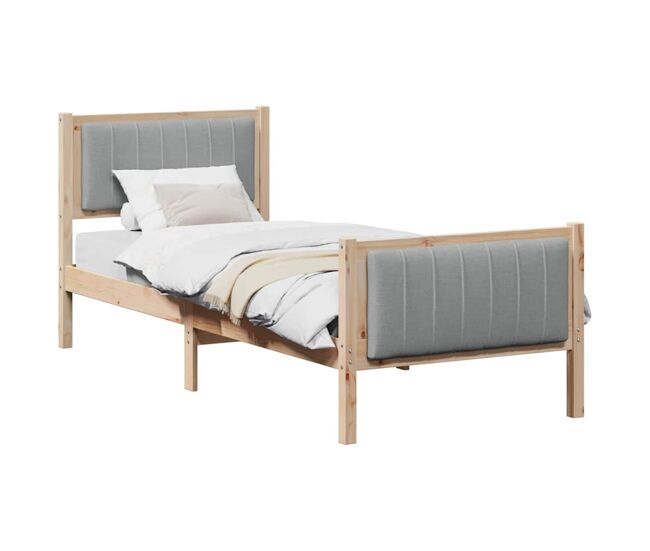 Estrutura de cama de solteiro simple - marrom e cinza claro 75 x 190 cm