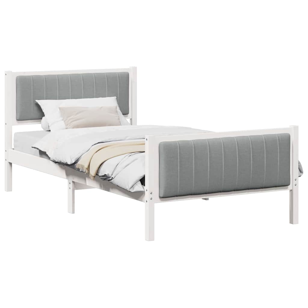 Estrutura de cama de solteiro para adultos - branco e cinza claro 100 x 200 cm