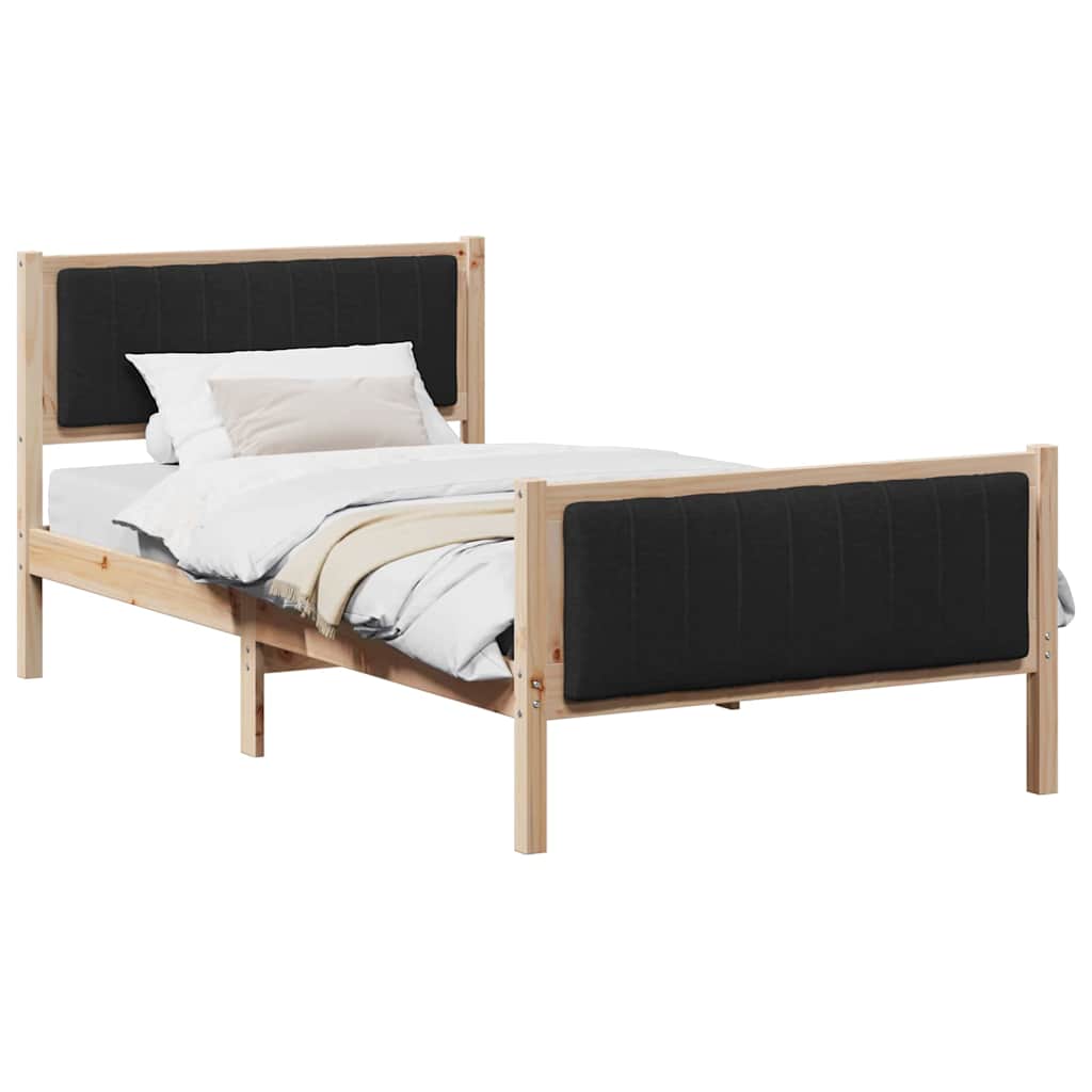 Estrutura de cama de solteiro para adultos com cabeceira - castanho e preto 100 x 200 cm