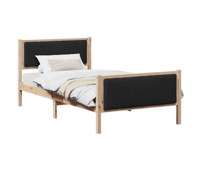 Estrutura de cama de solteiro para adultos com cabeceira - castanho e preto 100 x 200 cm