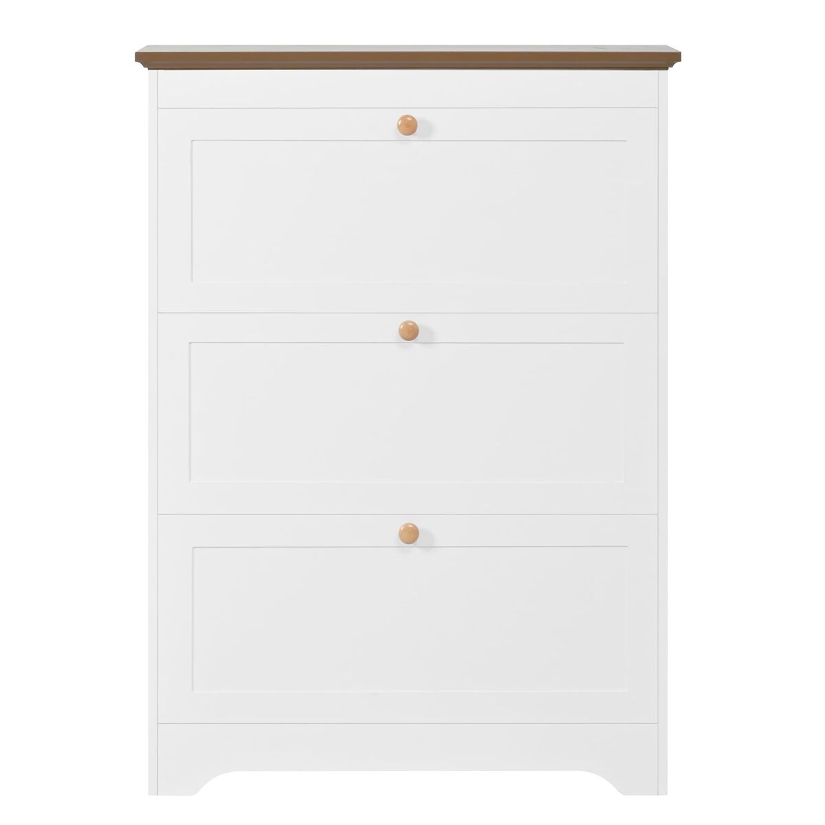 Sapateira de 3 portas - grande capacidade, puxadores redondos, para entrada/corredor - branco
