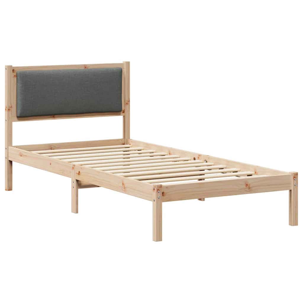 Estrutura de cama de solteiro para adultos com cabeceira - cinza escuro 100 x 200 cm