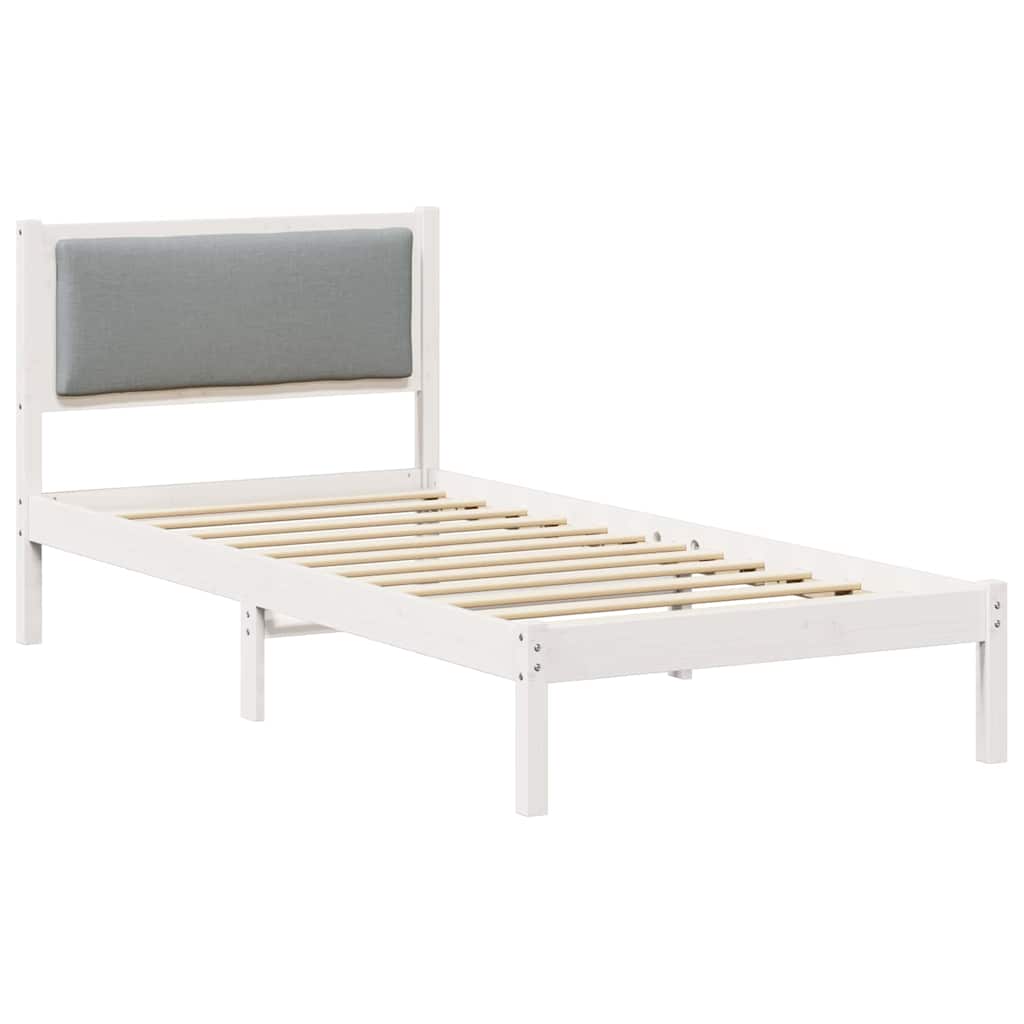 Estrutura de cama de solteiro para adultos com cabeceira - cinzento-claro 100 x 200 cm