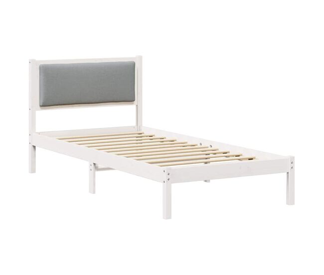 Estrutura de cama de solteiro para adultos com cabeceira - cinzento-claro 100 x 200 cm
