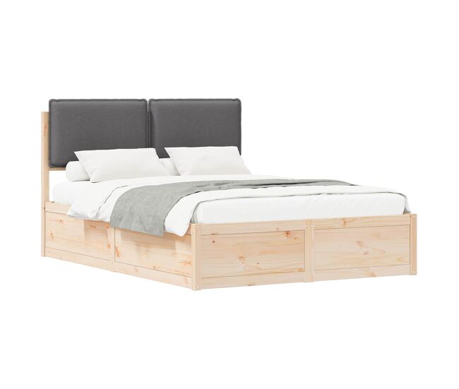 Estrutura de cama de casal moderno com cabeceira estofada cinza escuro