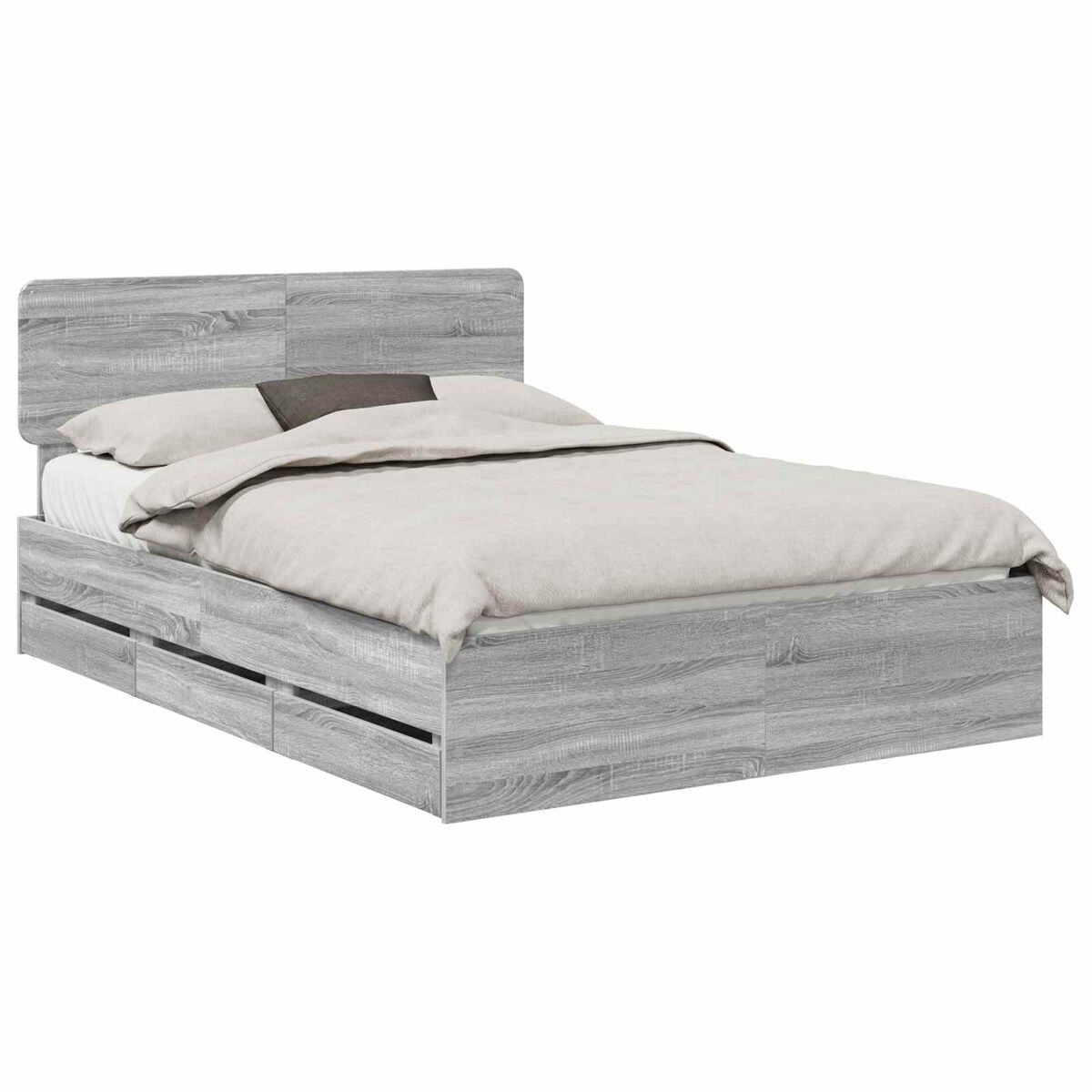 Estrutura da cama de casal simple com cabeceira sonoma cinza 140 x 190 cm