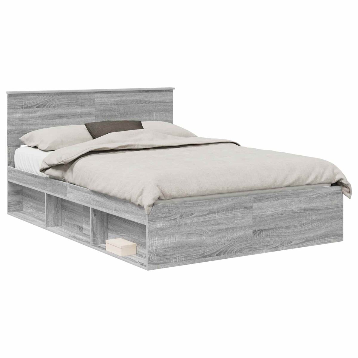Estrutura da cama de casal simple com cabeceira cinza sonoma 140 x 200 cm
