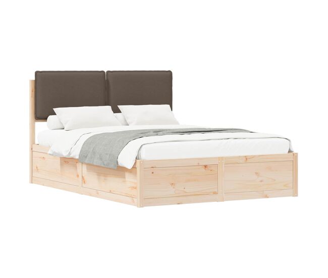 Estrutura de cama de casal moderno com cabeceira estofada cinzento-acastanhado