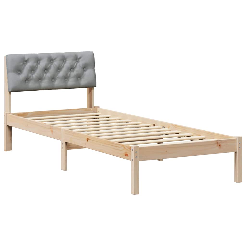 Estrutura de cama de solteiro simple - marrom e cinza claro 75 x 190 cm