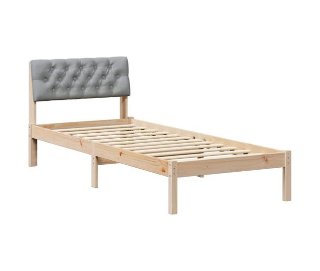 Estrutura de cama de solteiro simple - marrom e cinza claro 75 x 190 cm