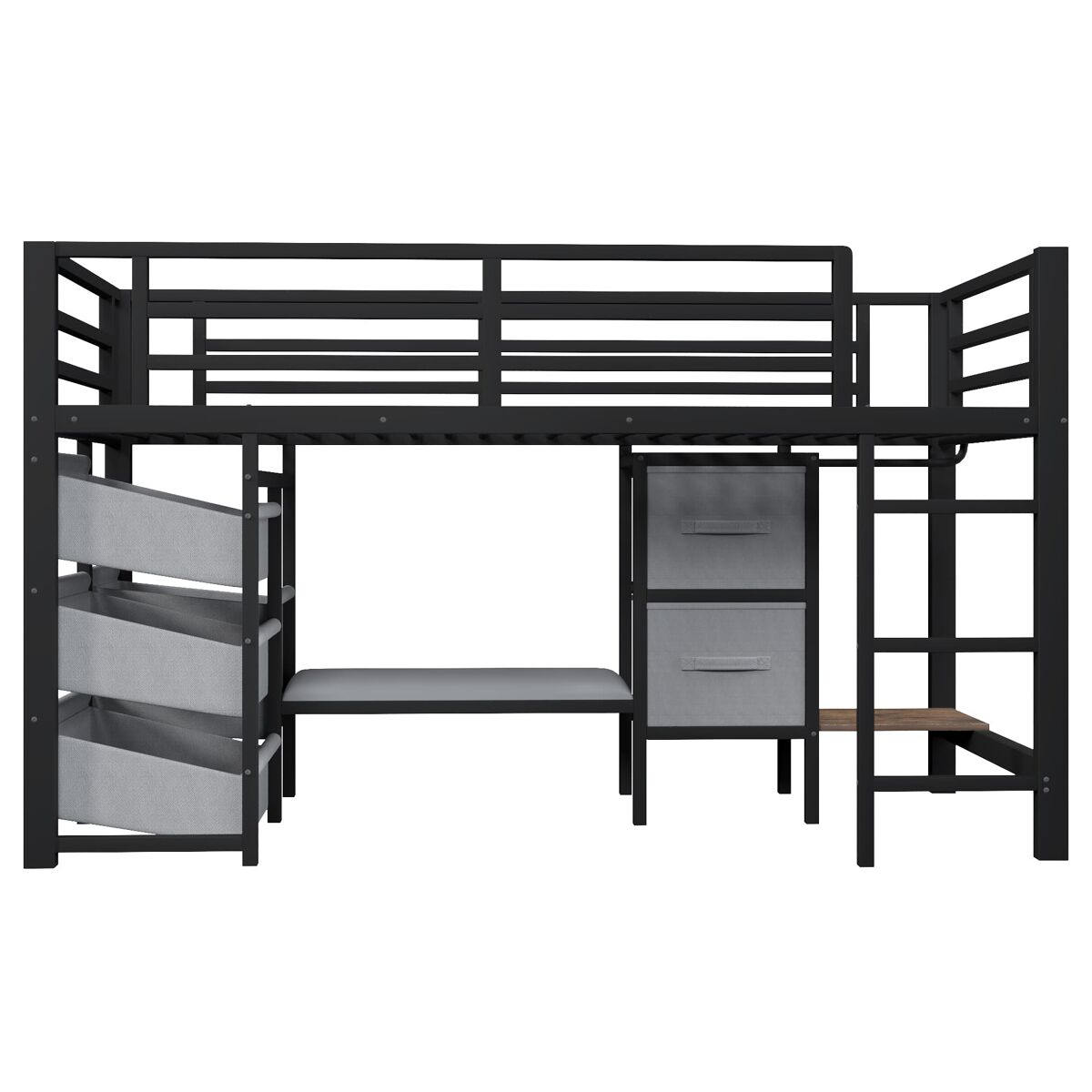 Cama alta 90x200 cm - com almofada, arrumação, led multicolorido, ganchos - preto