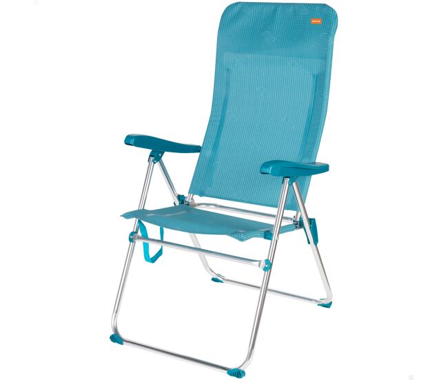 Aktive cadeira de praia dobrável alta com múltiplas posições, 47x67x110 cm, bleu, com alça