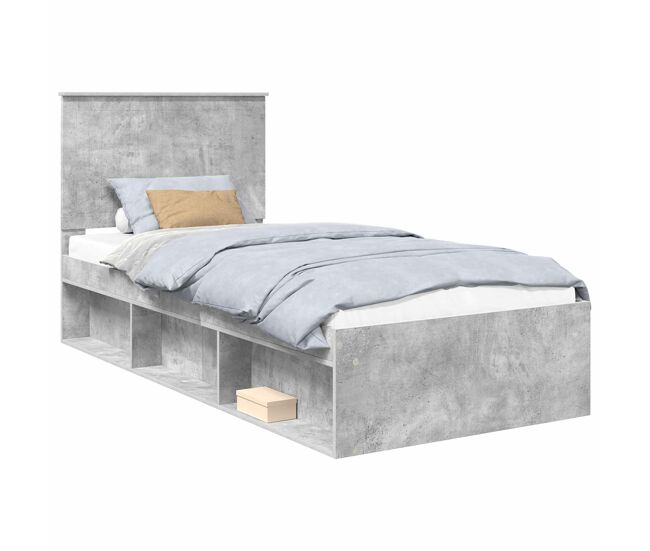 Estrutura de cama de solteiro para adultos com cabeceira concreto 90 x 200 cm