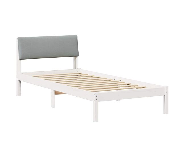 Estrutura de cama de solteiro para adultos branco e cinza claro 90 x 200 cm
