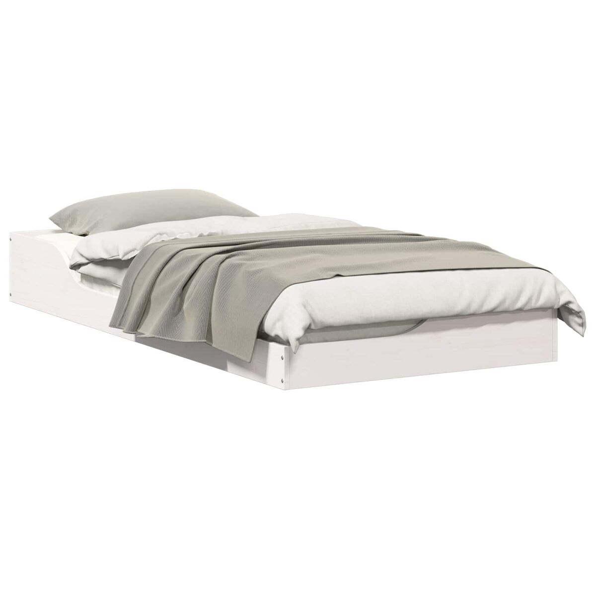 Estrutura de cama de solteiro para adultos - branco 90 x 190 cm madeira de pinheiro sólida