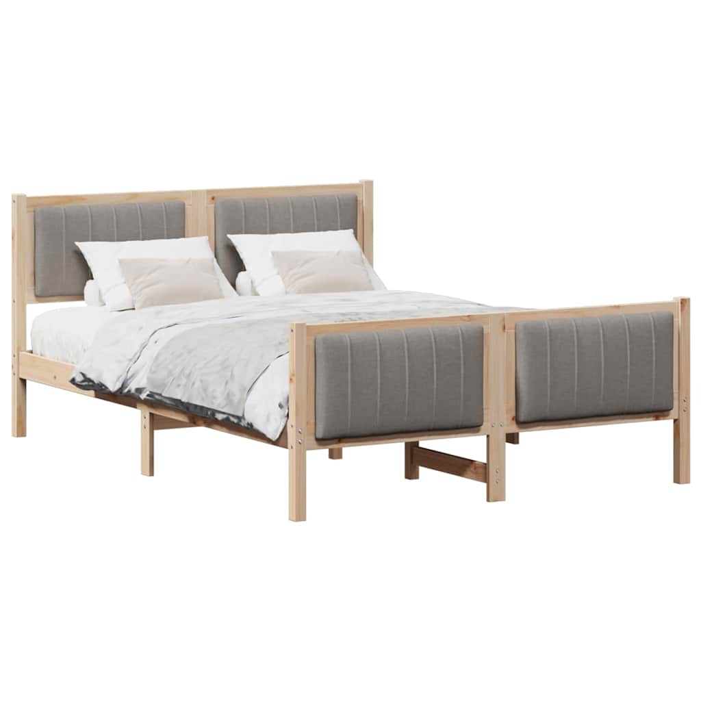 Estrutura de cama de casal com cabeceira - marrom e taupe 140 x 190 cm