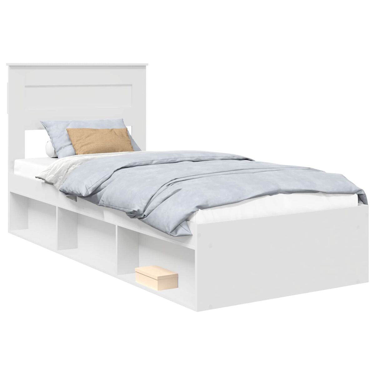 Estrutura de cama de solteiro para adultos - branco 75 x 190 cm madeira de pinheiro sólida