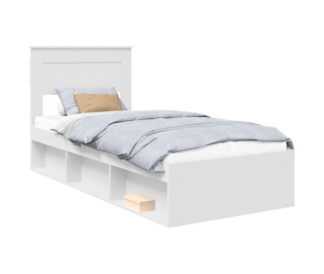 Estrutura de cama de solteiro para adultos - branco 75 x 190 cm madeira de pinheiro sólida