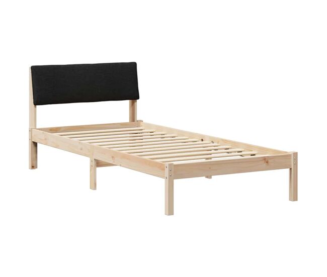 Estrutura de cama de solteiro simple com cabeceira - castanho e preto 90 x 190 cm