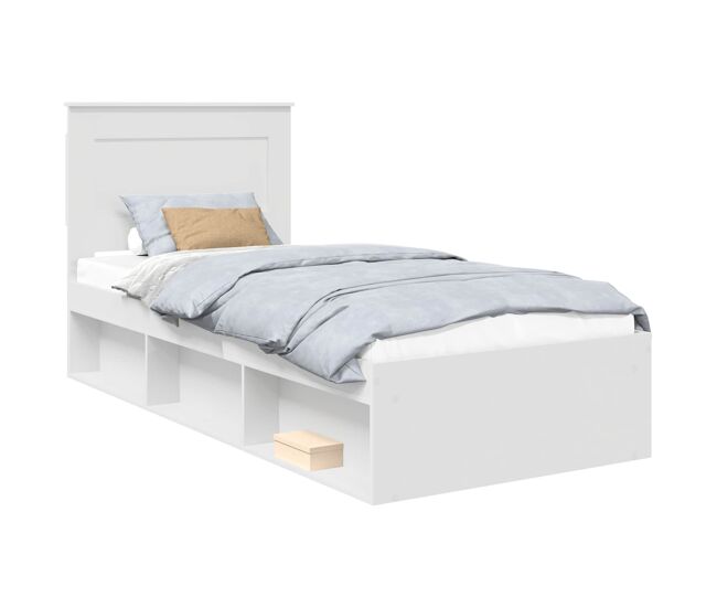 Estrutura de cama de solteiro para adultos - branco 75 x 190 cm madeira de pinheiro sólida