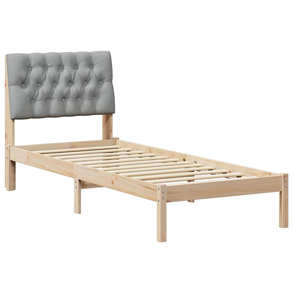 Estrutura de cama de solteiro para adultos com cabeceira estofada castanho 75 x 190 cm