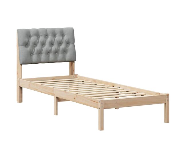 Estrutura de cama de solteiro para adultos com cabeceira estofada castanho 75 x 190 cm
