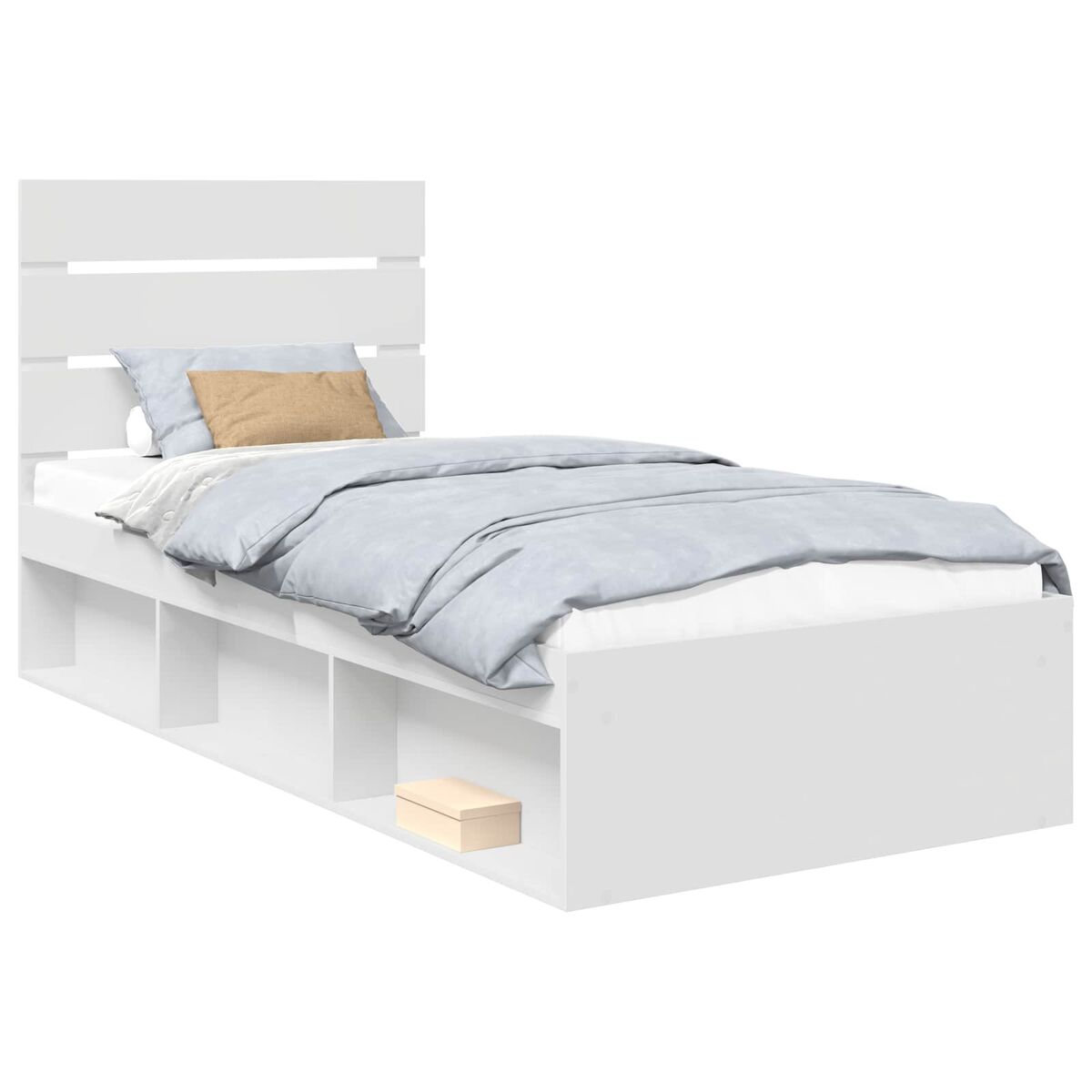 Estrutura de cama de solteiro para adultos - branco 75 x 190 cm madeira de pinheiro sólida