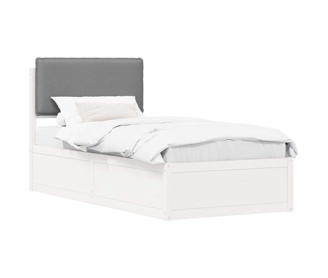 Estrutura de cama de solteiro simple com cabeceira estofada cinzento-claro