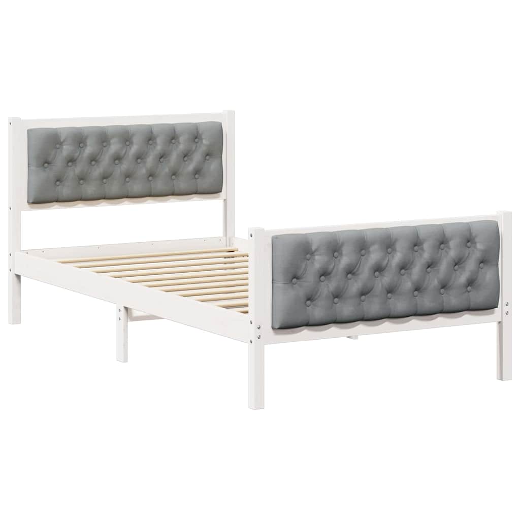 Estrutura de cama de solteiro para adultos com cabeceira - cinzento-claro 100 x 200 cm