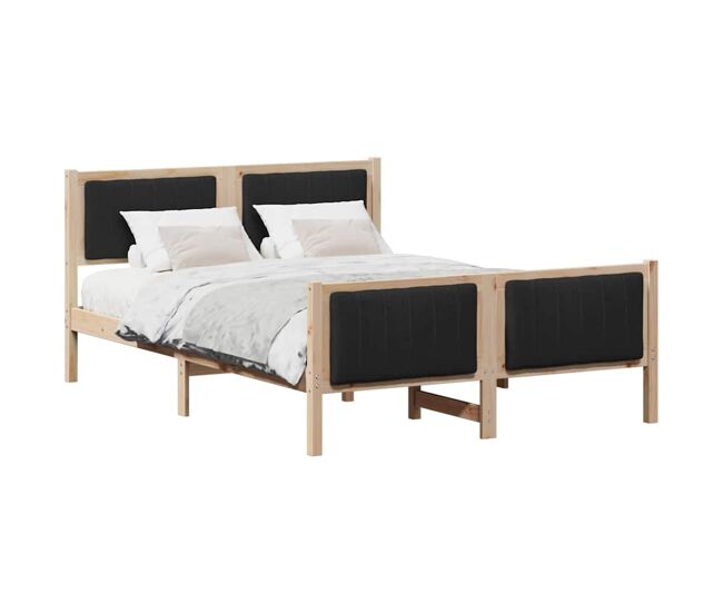 Estrutura da cama de casal simple com cabeceira castanho e preto 140 x 190 cm