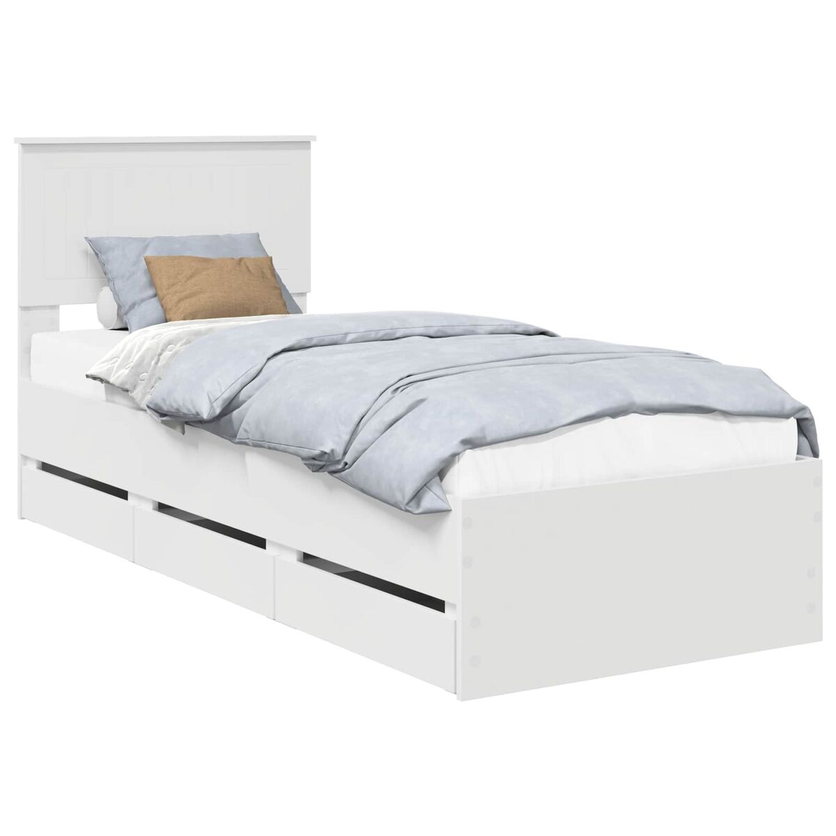 Estrutura de cama de solteiro para adultos branco 75 x 190 cm madeira de engenharia