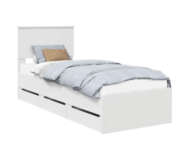 Estrutura de cama de solteiro para adultos branco 75 x 190 cm madeira de engenharia