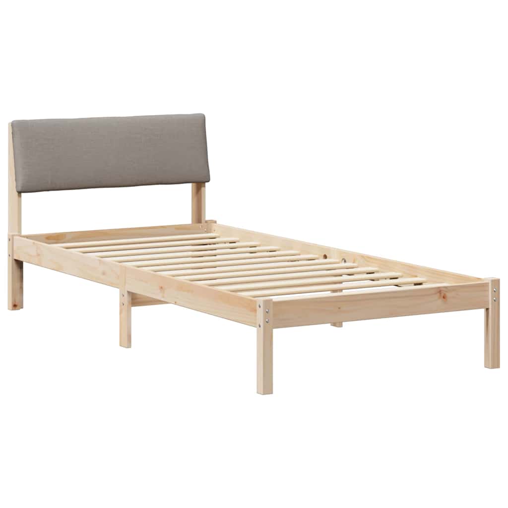 Estrutura de cama de solteiro para adultos com cabeceira marrom e taupe 90 x 190 cm