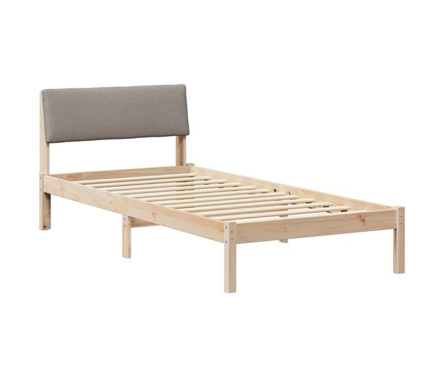 Estrutura de cama de solteiro para adultos com cabeceira marrom e taupe 90 x 190 cm