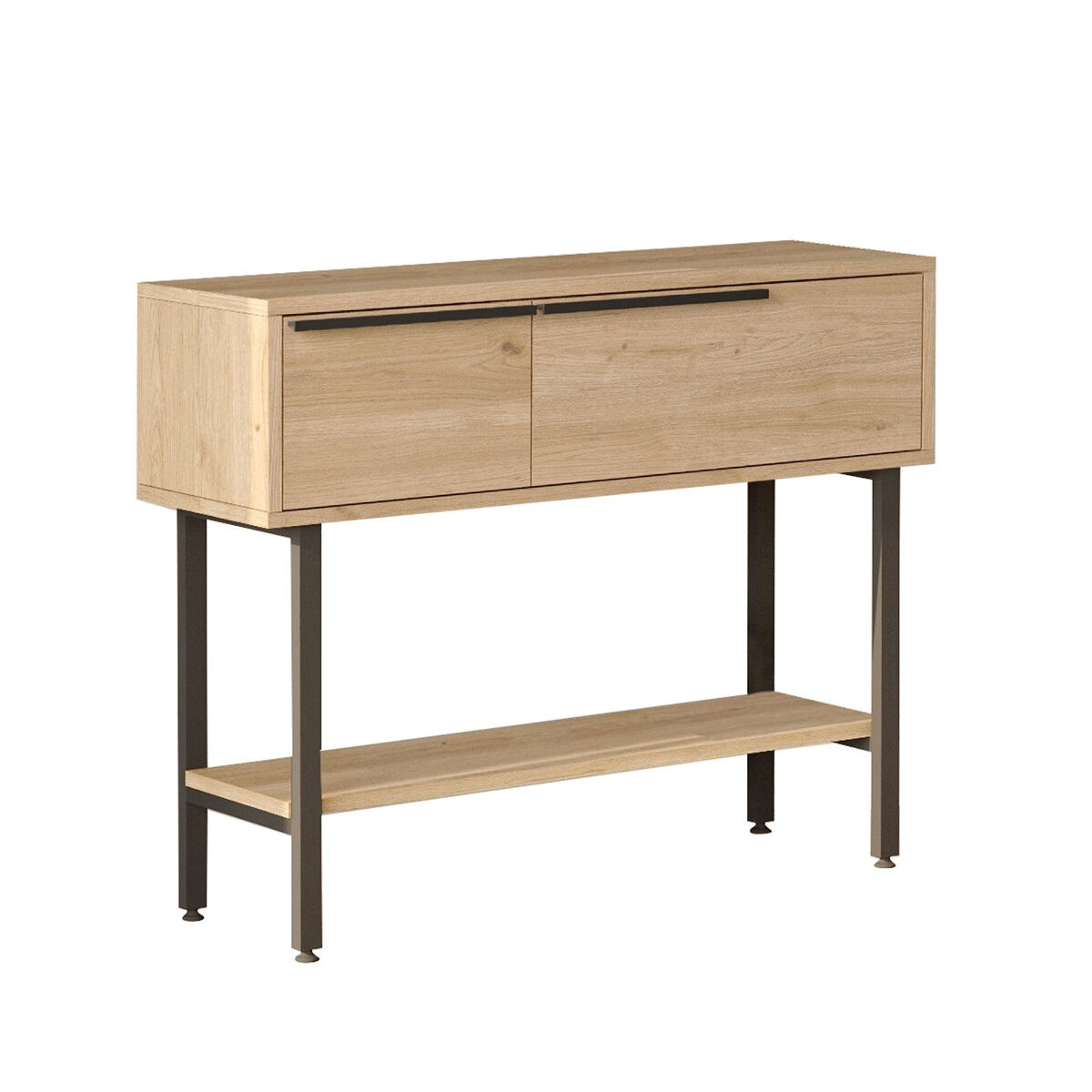 Consola de madeira "calvin" com espelho - 100 x 30 x 76 cm - castanho