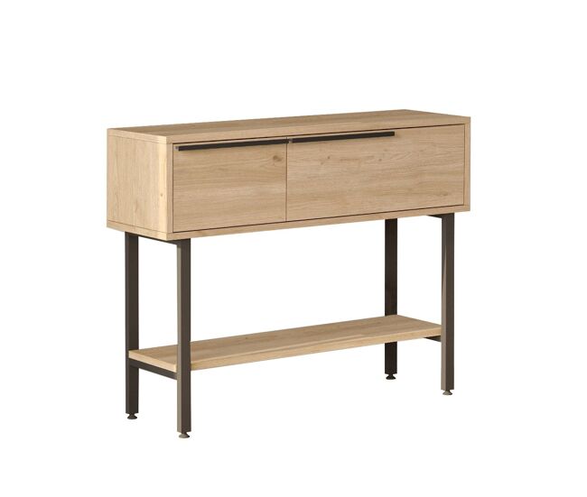 Consola de madeira "calvin" com espelho - 100 x 30 x 76 cm - castanho