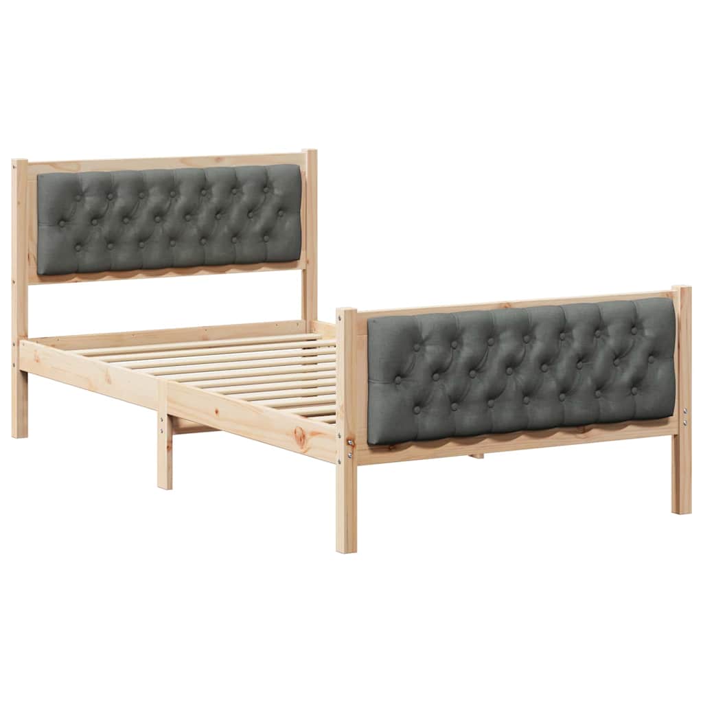 Estrutura de cama de solteiro para adultos com cabeceira - cinza escuro 100 x 200 cm