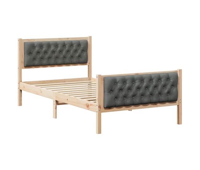 Estrutura de cama de solteiro para adultos com cabeceira - cinza escuro 100 x 200 cm