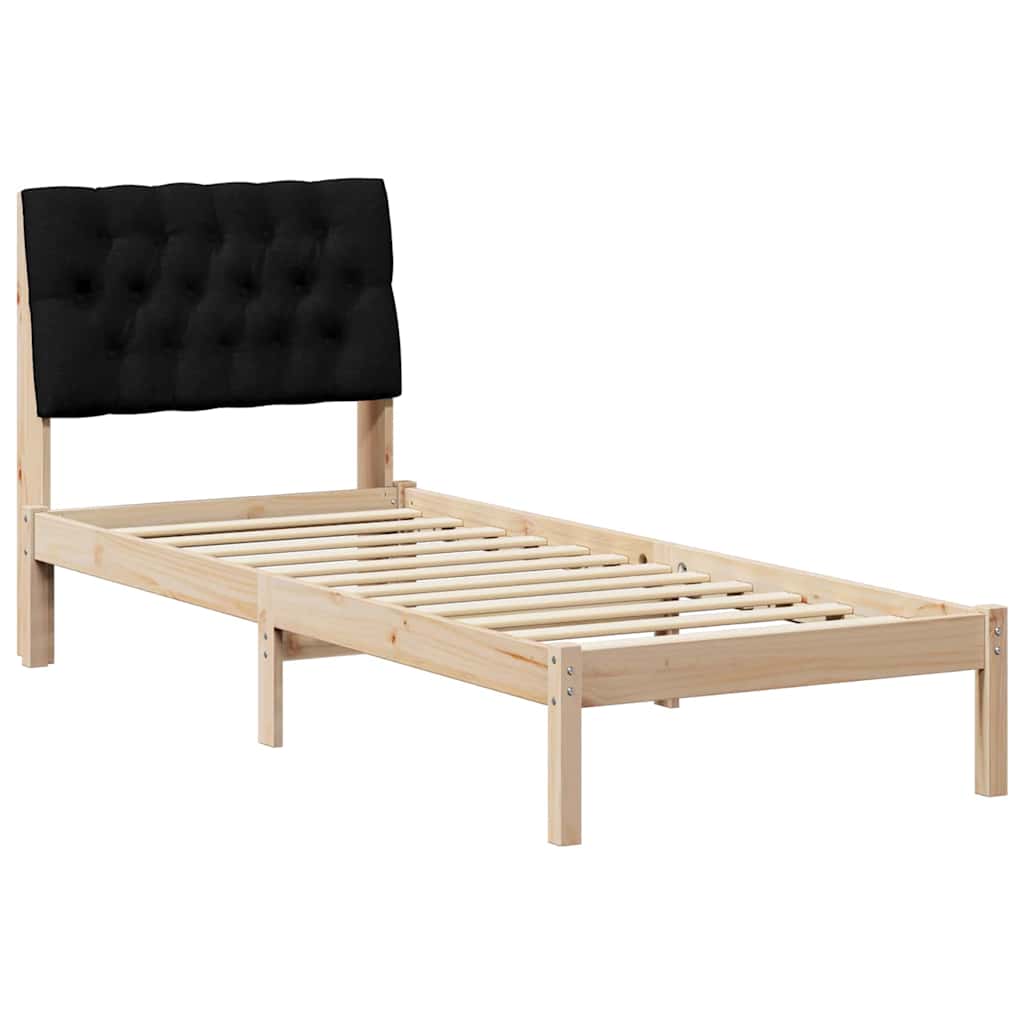 Estrutura de cama de solteiro para adultos com cabeceira estofada castanho 75 x 190 cm