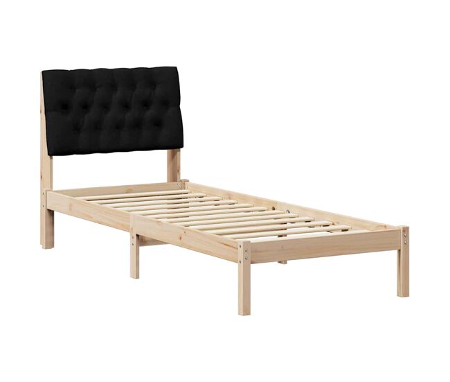 Estrutura de cama de solteiro para adultos com cabeceira estofada castanho 75 x 190 cm