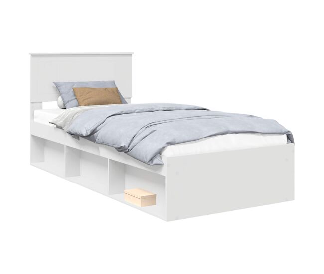 Estrutura de cama de solteiro para adultos - branco 90 x 200 cm madeira de pinheiro sólida